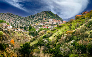 Fototapeta na wymiar Panoramic view of Dimitsana village, a beautiful mountain villagea in Arcadia ,Peloponesse, Greece