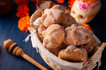 Pan de Muerto. Typical Mexican sweet bread that is consumed in the season of the day of the dead....