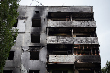 Destroyed multi-storey buildings in the city of Borodyanka, Kyiv region after the beginning of russia's invasion of Ukraine