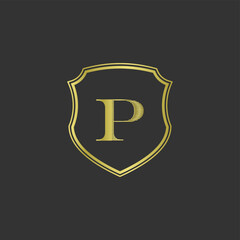 initials p elegant gold logo