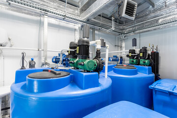 containers at a water treatment plant