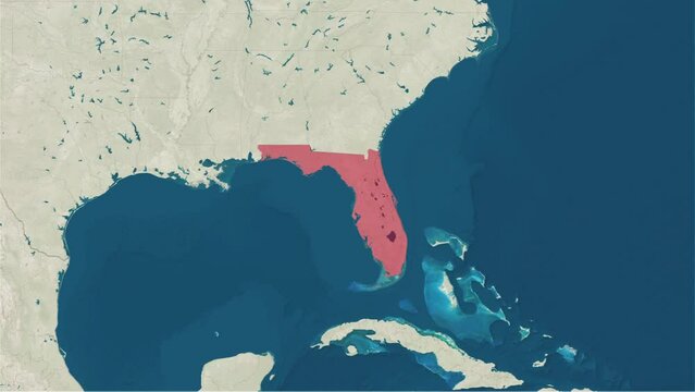 Zoom in to the map of Florida with text, textless