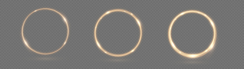 Golden swirl Line light effect Gold glowing circle © roman11998866