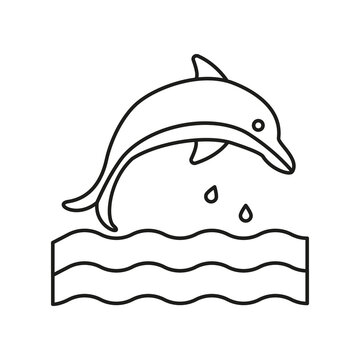 Dolphin, waves concept line icon. Simple element illustration. Dolphin, waves concept outline symbol design from summer set. Can be used for web and mobile on white background