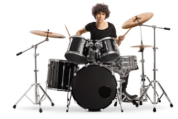 Fototapeta premium Handsome guy playing drums