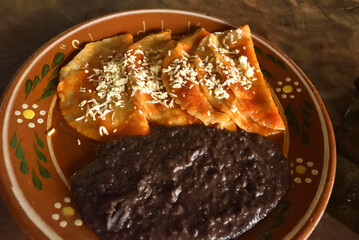 platillo tradicional de enchiladas con queso.