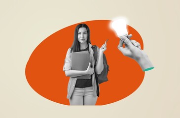 Smart person with hand hold glass lamp bulb