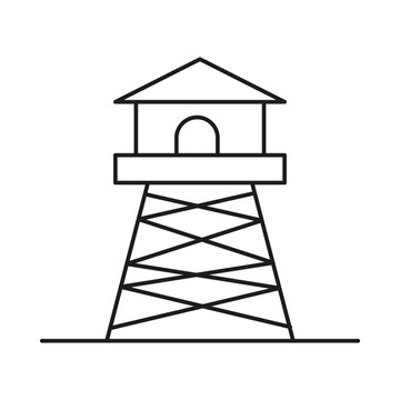 recommend clip art: Watchtower, tower concept line icon. Simple element illustration. Watchtower, tower concept outline symbol design from war set. Can be used for web and mobile on white background