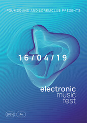 Neon club flyer. Electro dance music. Trance party dj. Electronic sound fest. Techno event poster.