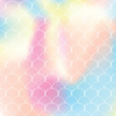 Gradient mermaid background with holographic scales.