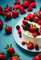 Bunter Kuchen mit Erdbeeren, Brombeeren, Heidelbeeren und Schokolade