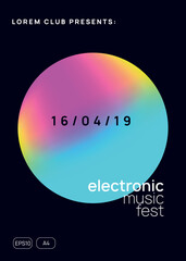 Electronic Poster. Modern Art For Set. Abstract Pattern For Invitation Shape. Fun Disco Party. Neon And Carnival Design. Pink And Blue Electronic Poster