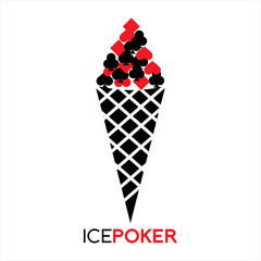 Ice cream illustration design logo vector with poker card concept.