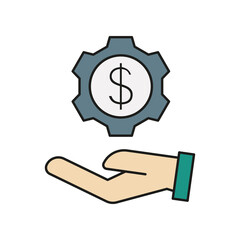 Hand, dollar, business service colored icon. Simple color element illustration. Hand, dollar, business service concept outline symbol design from medical set on white background