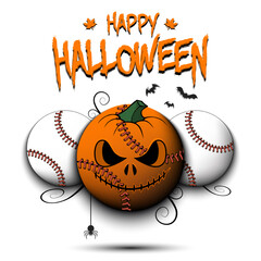 Happy Halloween. Three baseball balls