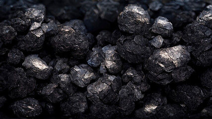 3D Illustration, Digital Art, black coal texture background.