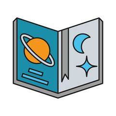 Book, space colored icon. Simple color element illustration. Book, space concept outline symbol design from Cosmos set. Can be used for web and mobile on white background