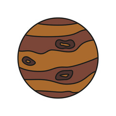 Jupiter, planet colored icon. Simple color element illustration. Jupiter, planet concept outline symbol design from Cosmos set. Can be used for web and mobile on white background
