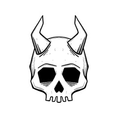 Skull Illustration hand drawn cartoon sketch lineart vintage style vector
