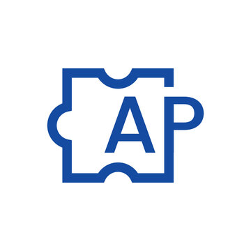AP logo design with puzzle. Letter AP logo design