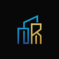 Building logo design with letter R logo design. Building icon design with letter R