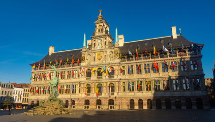 Fototapeta na wymiar The City Hall (Dutch: Stadhuis van Antwerpen) of Antwerp, Belgium