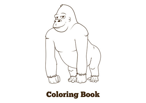 Gorilla cartoon coloring book PNG illustration with transparent background