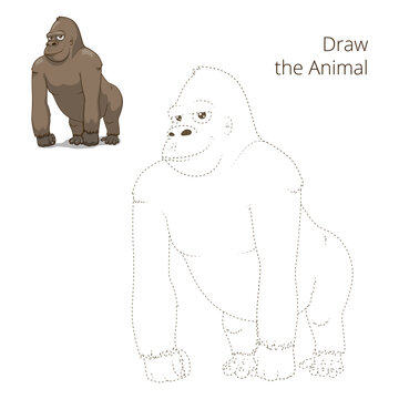 Draw the animal gorilla educational game PNG illustration with transparent background