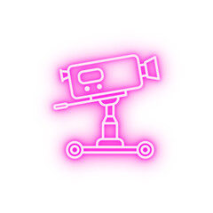 Video production camera dolly neon icon