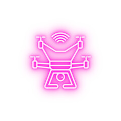 Video production drone neon icon