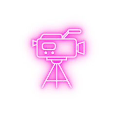 Video production video camera neon icon