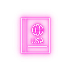 USA PASSPORT neon icon