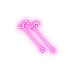 Cane crutch medical stick walking neon icon
