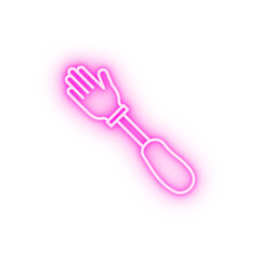 Amputated hand prosthesis limb neon icon