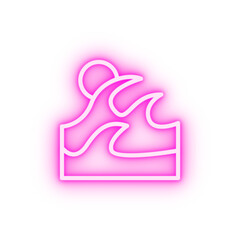 Wave sun neon icon