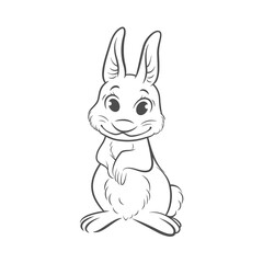 Fototapeta na wymiar Vector Cute and Funny Rabbit, Hare Line Art. Bunny Icon, Design Template for Easter, Oriental Chinese New Year 2023 Card, Poster, T-shirt Print, Kids Design