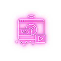 Dvd page mp3 play neon icon