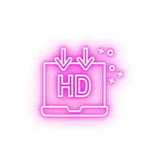 Hd monitor laptop neon icon