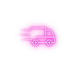 speed delivery truck neon icon