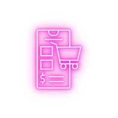 Smartphone online shop neon icon