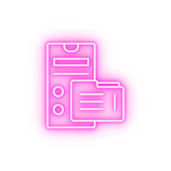 Smartphone file folder neon icon