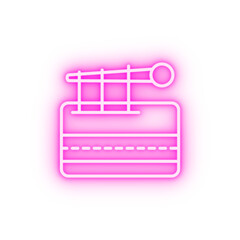 Cloth knitting needle neon icon