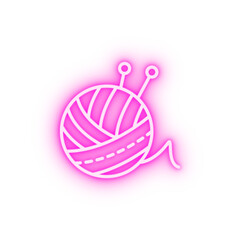 Yarn ball knitting needle neon icon