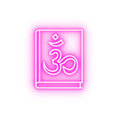 Hinduism book holy neon icon