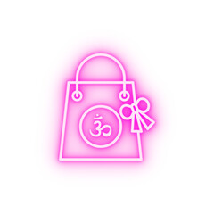 Shopping bag Diwali neon icon