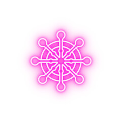 Dharma wheel Buddhist neon icon