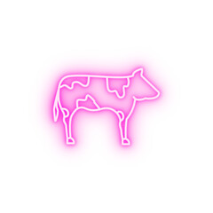 Halal Cow Meat neon icon