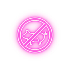 Forbidden foods pig meat neon icon