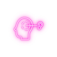 Ear prosthesis operation neon icon