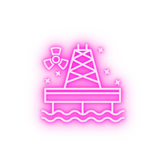 Naklejka premium Oil pump industry nuclear neon icon